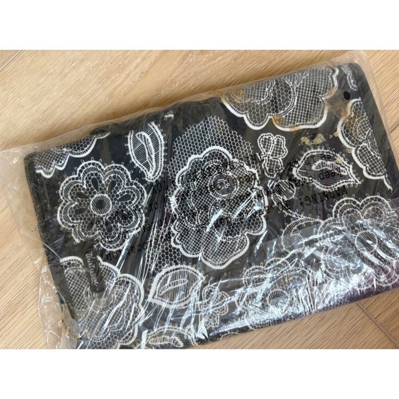 Thirty-One Fold N Go Organizer Botanical Lace w/ Notepad Black White NEW - Picture 3 of 3